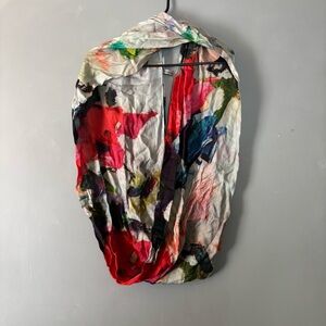 Blank London Multicolor Abstract Infinity Scarf One Size Floral Red